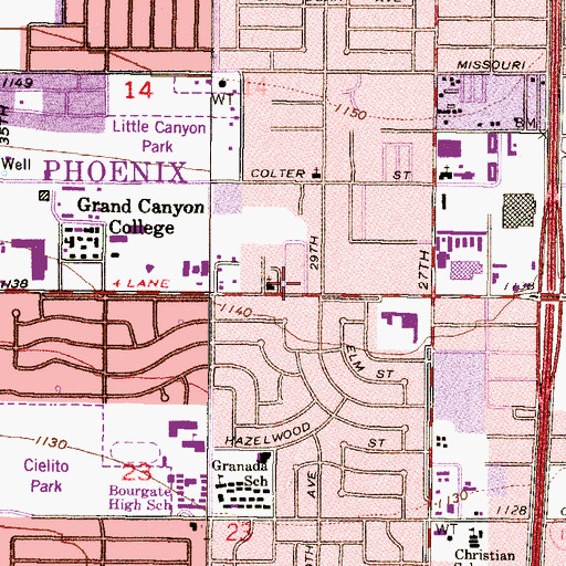 Topographic Map of Iglesia Luterana Vida Nueva, AZ
