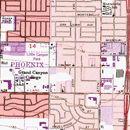Topographic Map of Kingdom Hall of Jehovahs Witnesses of Bethany, AZ