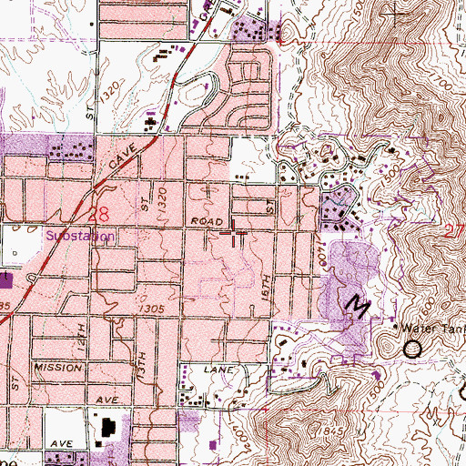 Topographic Map of Kingdom Hall of Jehovahs Witnesses of Sunnyslope, AZ