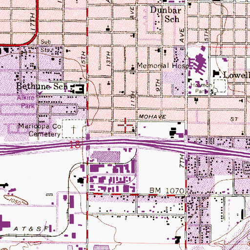 Topographic Map of Lone Star Baptist Church, AZ