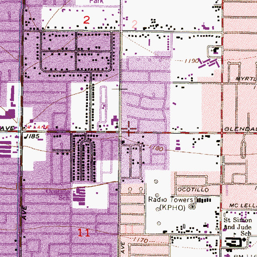 Topographic Map of Love Baptist Church, AZ