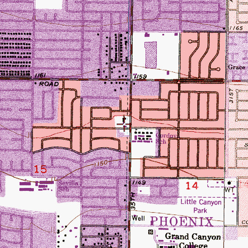 Topographic Map of Maryvale Baptist Church, AZ