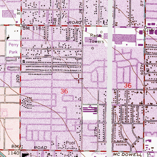 Topographic Map of Monte Vista Baptist Church, AZ