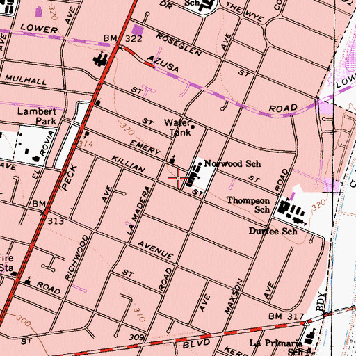 Topographic Map of Norwood Elementary School, CA