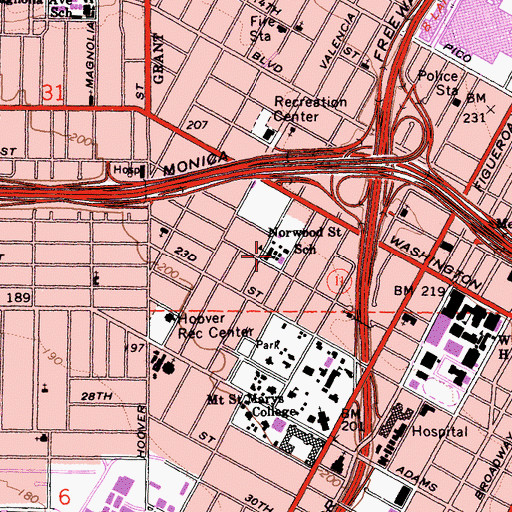Topographic Map of Norwood Elementary School, CA