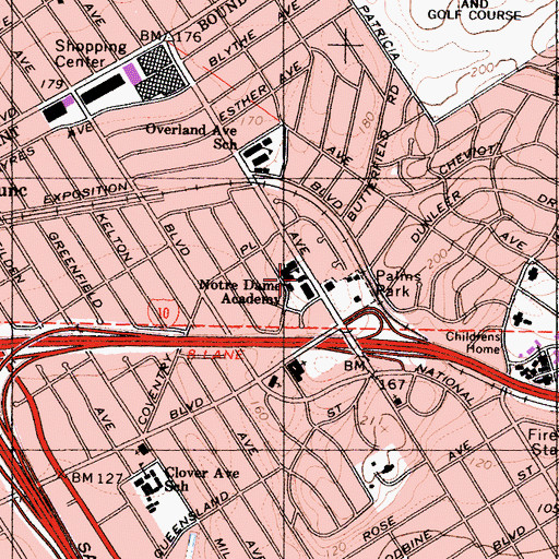Topographic Map of Notre Dame Academy, CA