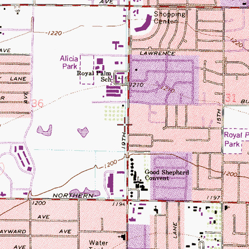 Topographic Map of Open Door Fellowship Church, AZ