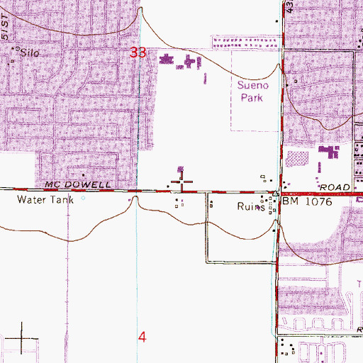 Topographic Map of Prayer Assembly Church of God in Christ, AZ