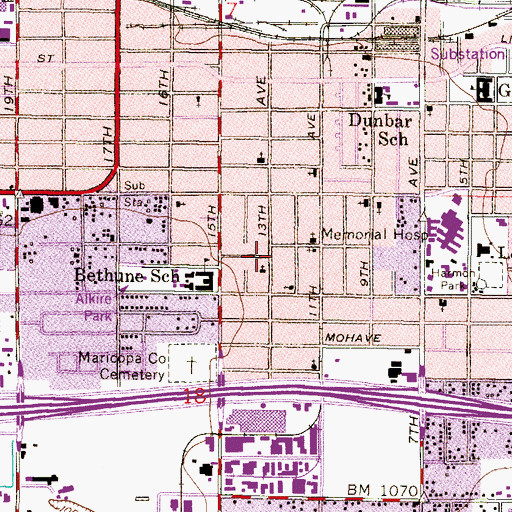 Topographic Map of Saint John Institutional Baptist Church, AZ