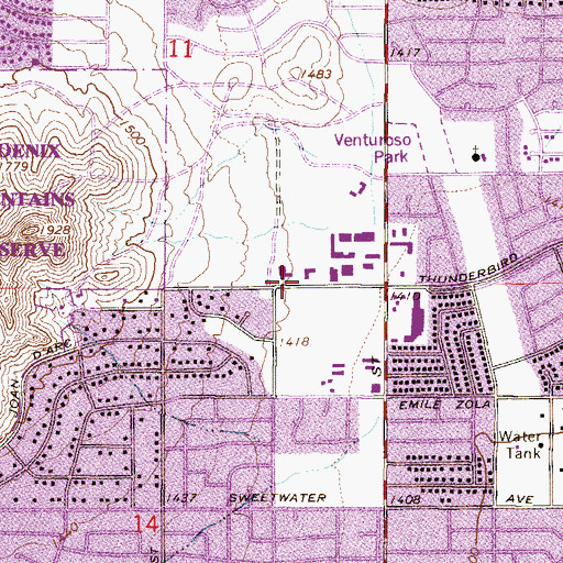 Topographic Map of Saint Mark Lutheran Church, AZ