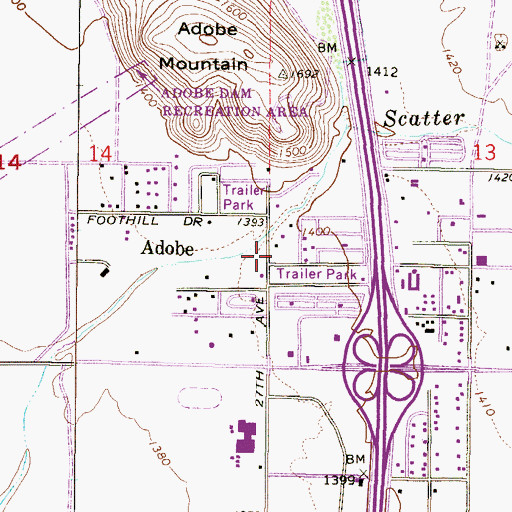 Topographic Map of Shadow Mountain Baptist Church, AZ