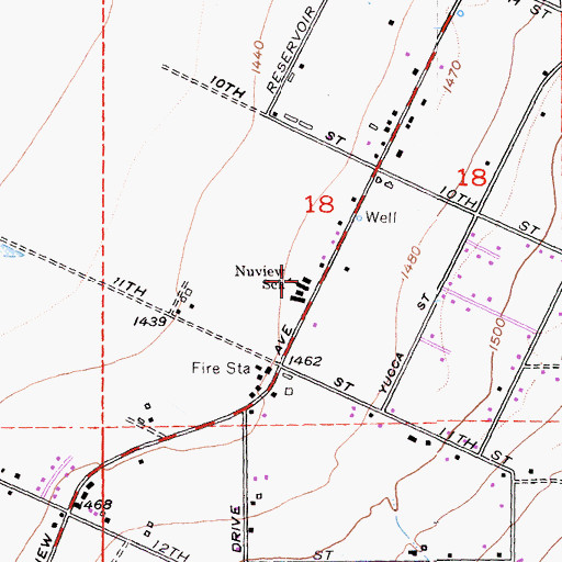 Topographic Map of Nuview Elementary School, CA