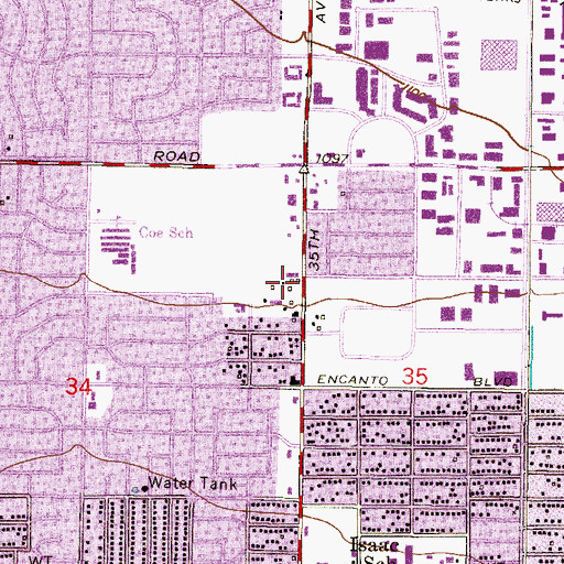 Topographic Map of Thirty-Fifth Avenue Baptist Church, AZ