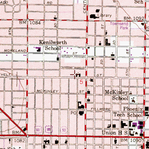 Topographic Map of Trinity Episcopal Cathedral, AZ