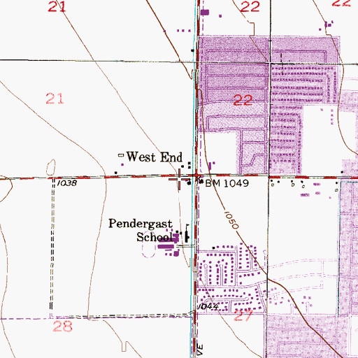 Topographic Map of West End Baptist Church, AZ