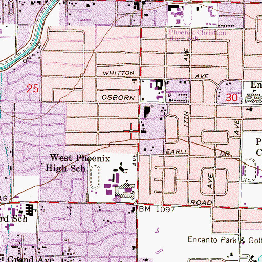 Topographic Map of West High Baptist Church, AZ
