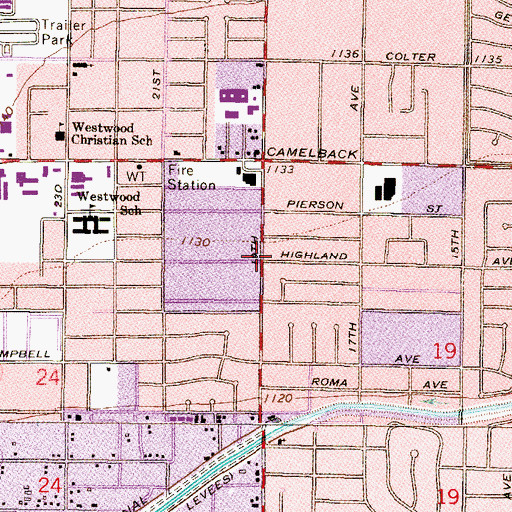 Topographic Map of Westminster Presbyterian Church, AZ