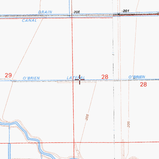 Topographic Map of O'Brien Lateral, CA