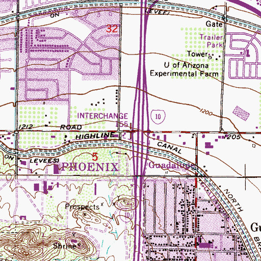 Topographic Map of Interchange 155, AZ