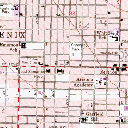 Topographic Map of Maricopa Integrated Health System McDowell Health Care Center, AZ