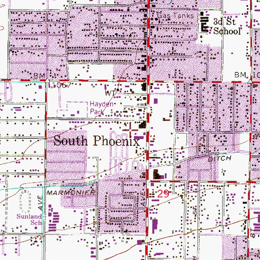 Topographic Map of Maricopa Integrated Health System South Central Family Health Center, AZ