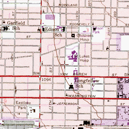 Topographic Map of Rockefeller and Abbie Prentice Eye Institute, AZ