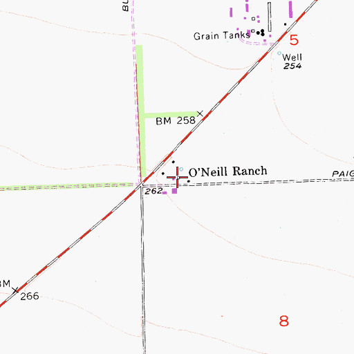 Topographic Map of O'Neill Ranch, CA