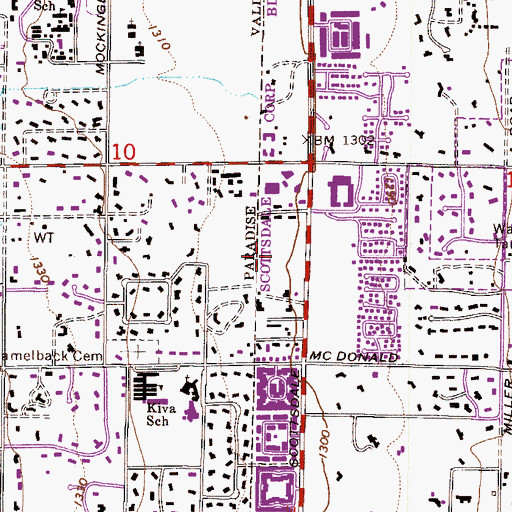 Topographic Map of Borgata of Scottsdale Shopping Center, AZ