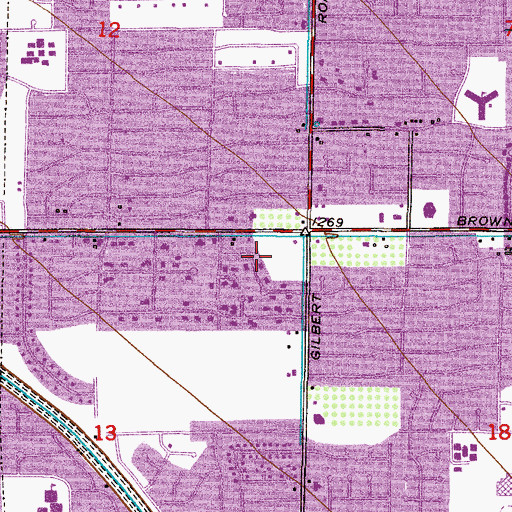 Topographic Map of Brown and Gilbert Plaza Shopping Center, AZ