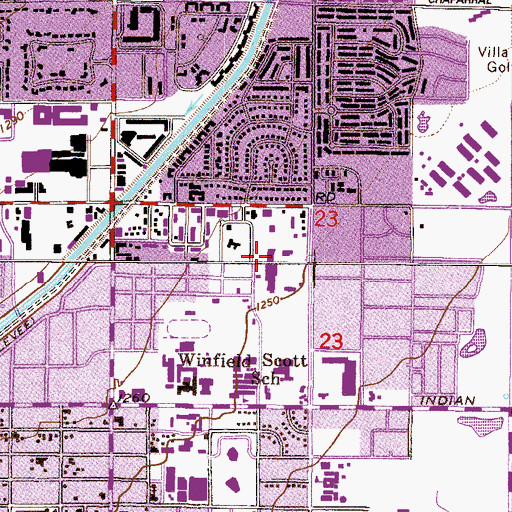 Topographic Map of Camelback and Miller Plaza Shopping Center, AZ