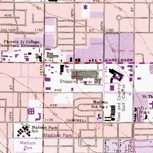 Topographic Map of Camelback Colonnade Shopping Center, AZ