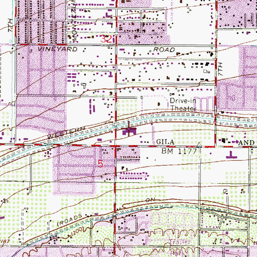 Topographic Map of Central Place Shopping Center, AZ
