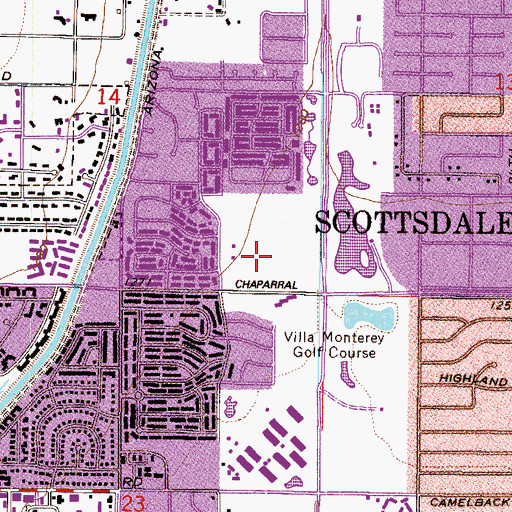 Topographic Map of Chaparral Plaza Shopping Center, AZ