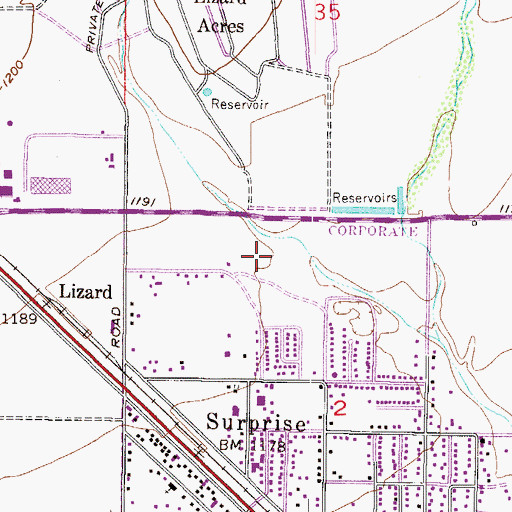 Topographic Map of Crossroads Towne Center Shopping Center, AZ