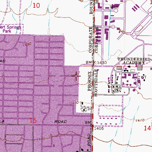 Topographic Map of East Thunderbird Square Shopping Center, AZ