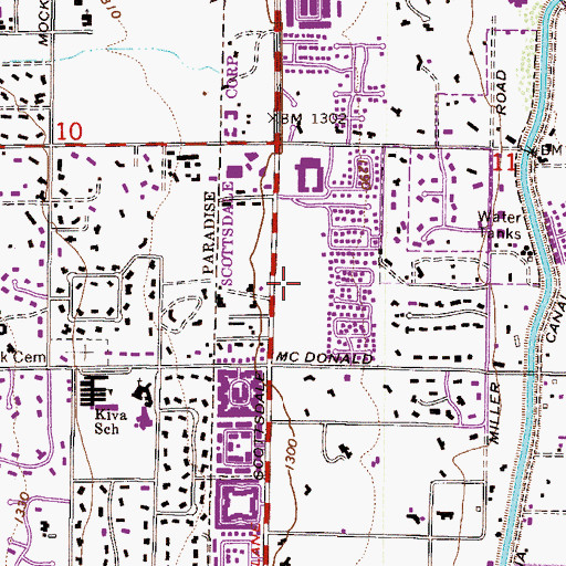 Topographic Map of Hilton Village Shopping Center, AZ