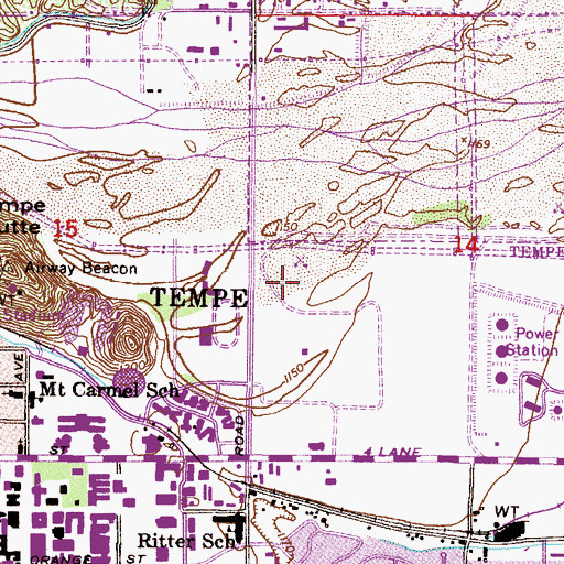 Topographic Map of Karsten Golf Course, AZ