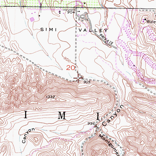 Topographic Map of Oak Canyon, CA