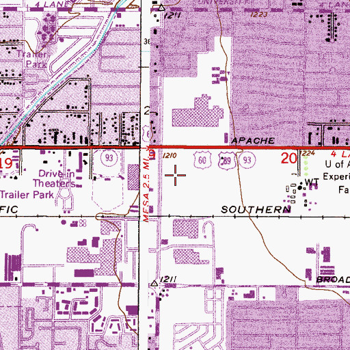 Topographic Map of Main Street Marketplace Shopping Center, AZ