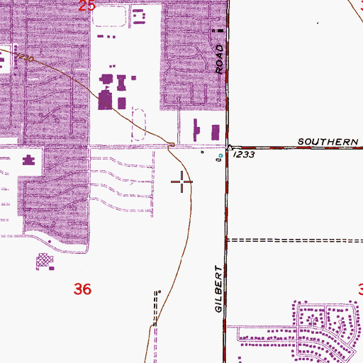 Topographic Map of Mesa South Center Shopping Center, AZ