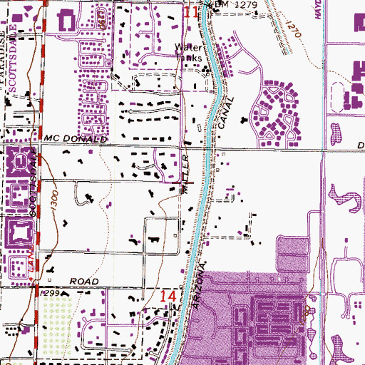 Topographic Map of Miller Road Wastewater Treatment Plant, AZ