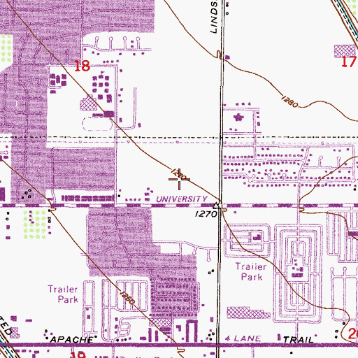 Topographic Map of North Mesa Plaza Shopping Center, AZ