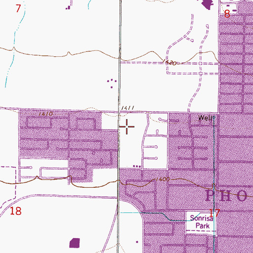 Topographic Map of Paradise Valley Festival Shopping Center, AZ