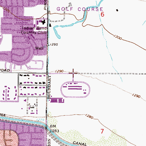 Topographic Map of Scottsdale Pavilions Shopping Center, AZ