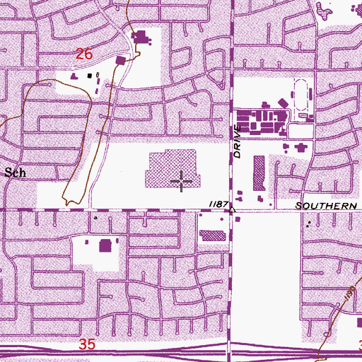 Topographic Map of Southern Palms Center Shopping Center, AZ