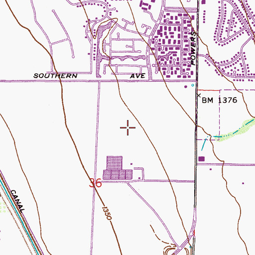 Topographic Map of Superstition Springs Center Shopping Center, AZ