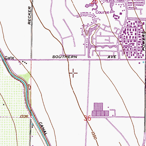 Topographic Map of Superstition Springs Power Center Shopping Center, AZ