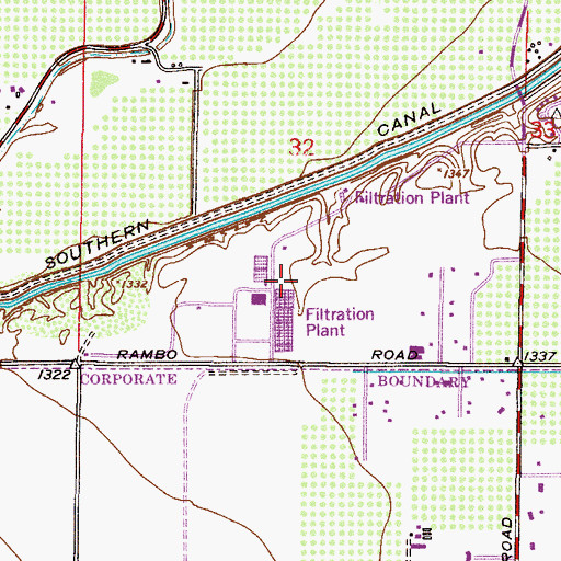 Topographic Map of Val Vista Water Treatment Plant, AZ