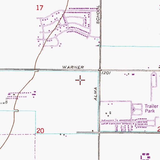 Topographic Map of Warner Plaza Shopping Center, AZ