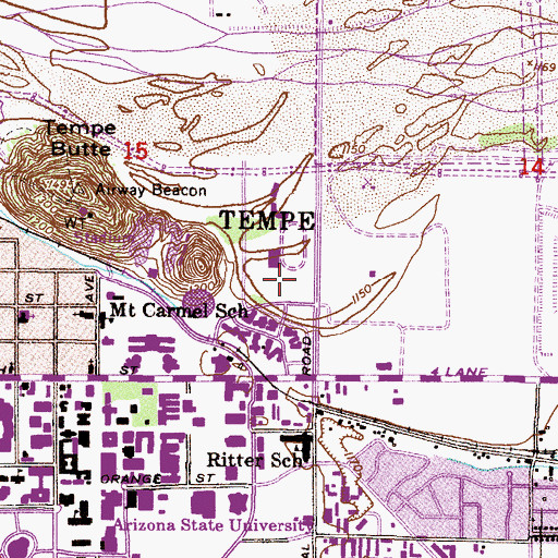 Topographic Map of Whiteman Tennis Center, AZ